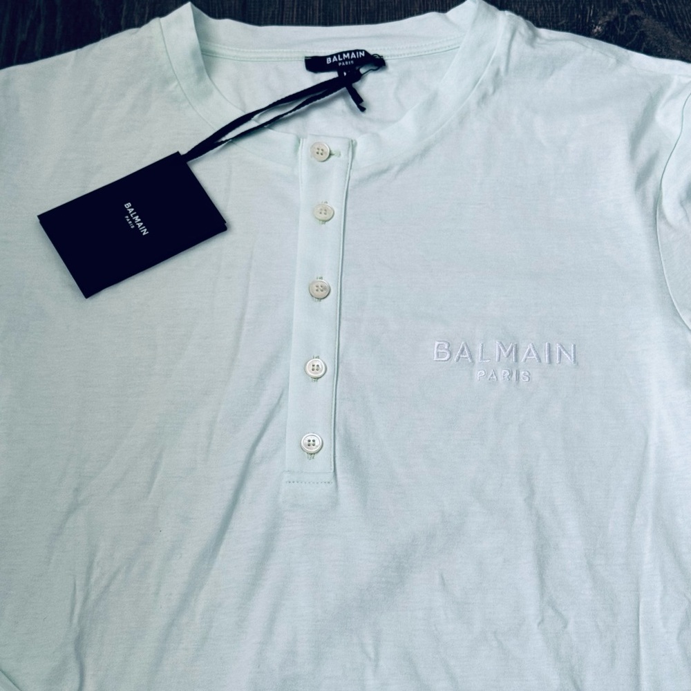 BALMAIN**100% Cotton Mint Green Long Sleeve Shirt**Med. $589